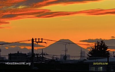 2025.11.6 近所のルーチン・ウオーキング – 夕陽の富士山